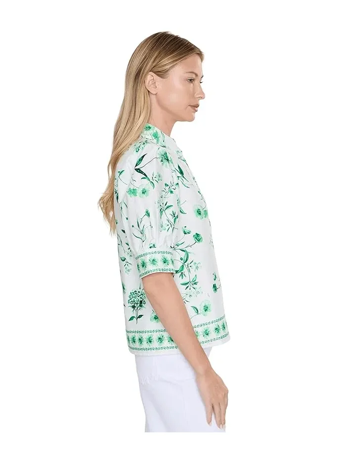 Блуза с потайной планкой Cotton Sateen Hidden Placket CeCe — 3