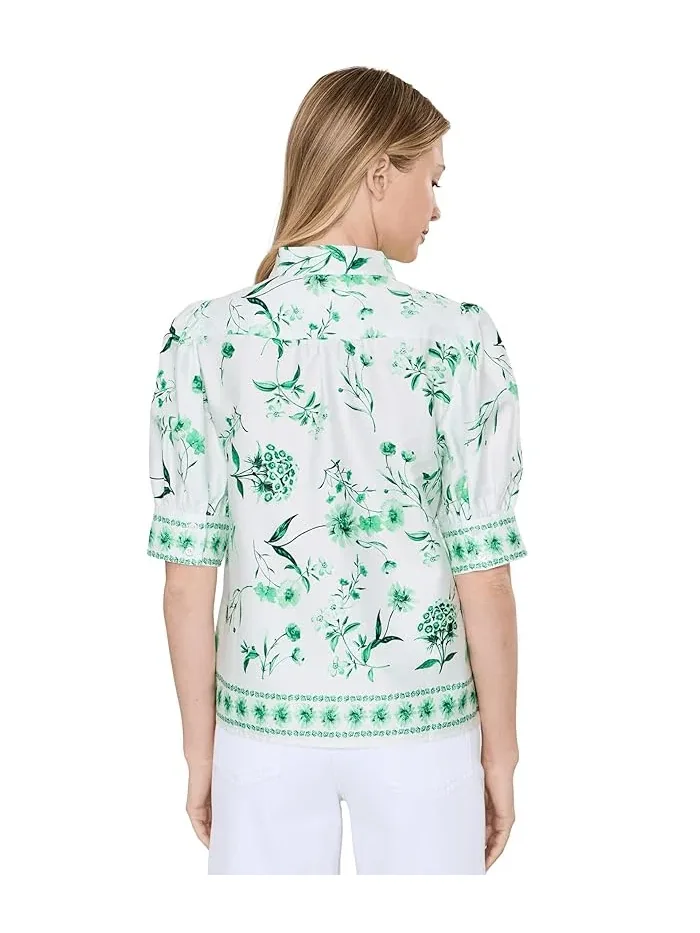 Блуза с потайной планкой Cotton Sateen Hidden Placket CeCe — 4