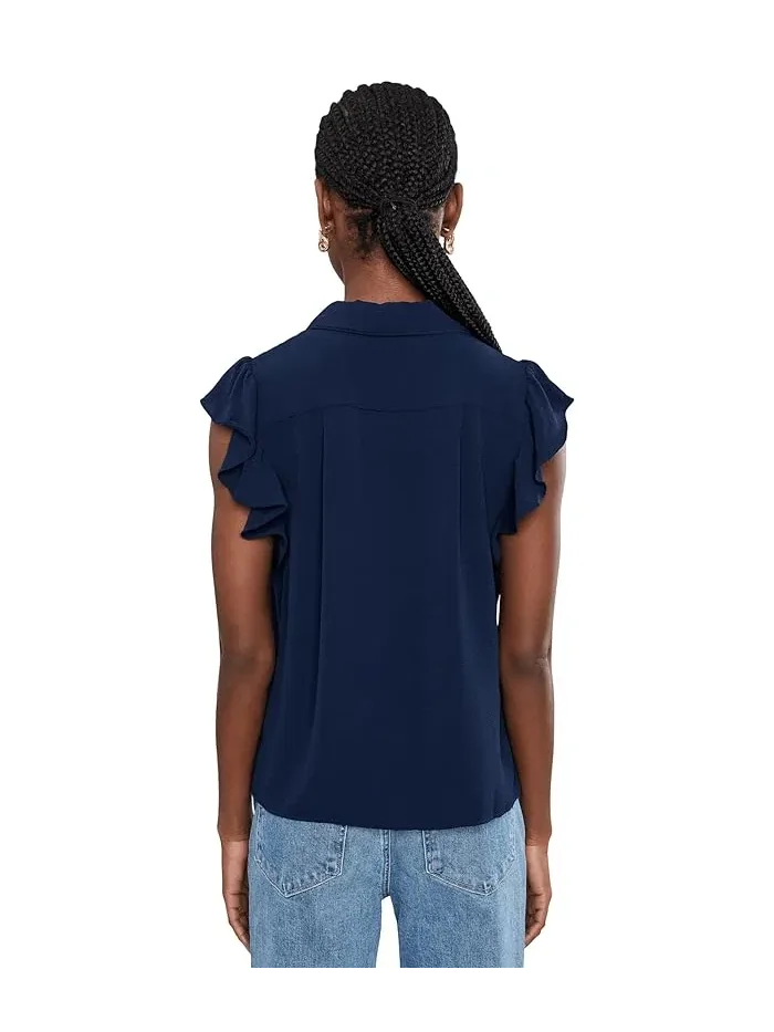 Блуза с воротником и рукавами-крыльями Classic Navy, CeCe — 4
