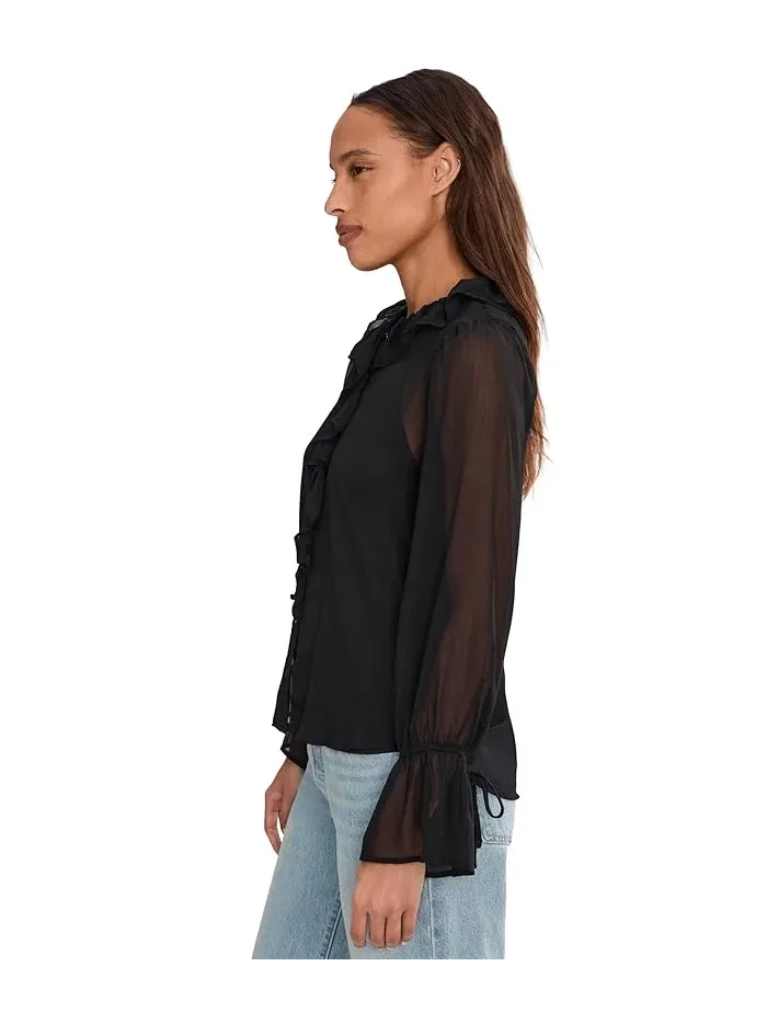 Блузка с воланами Liverpool Los Angeles Long Sleeve Ruffle Front Woven Shirt — 3