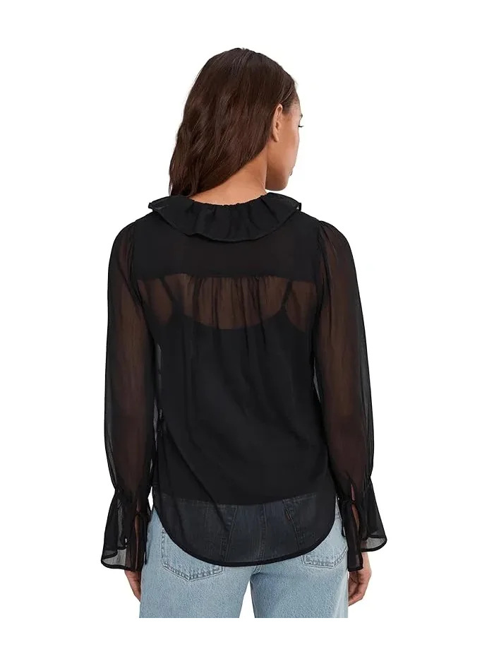 Блузка с воланами Liverpool Los Angeles Long Sleeve Ruffle Front Woven Shirt — 4