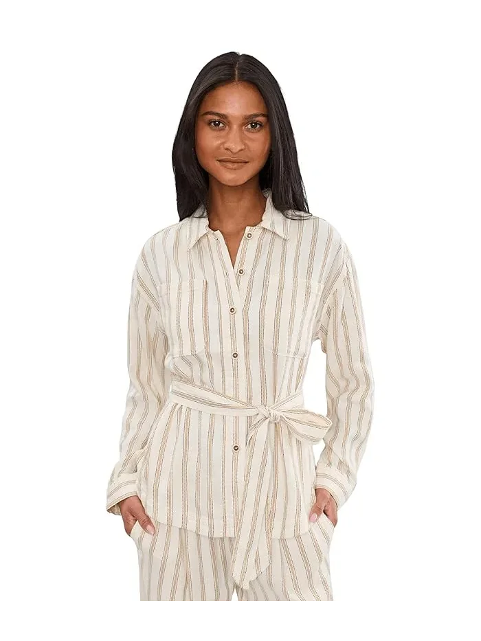 Рубашка с поясом в полоску Petite Belted Stripe Liverpool Los Angeles — 1