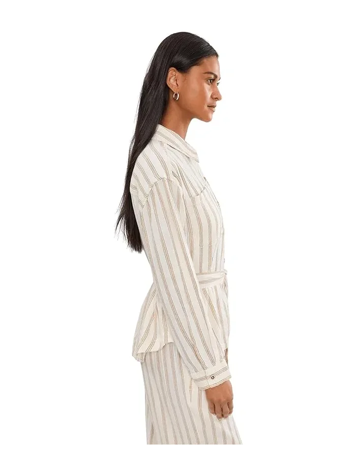 Рубашка с поясом в полоску Petite Belted Stripe Liverpool Los Angeles — 3