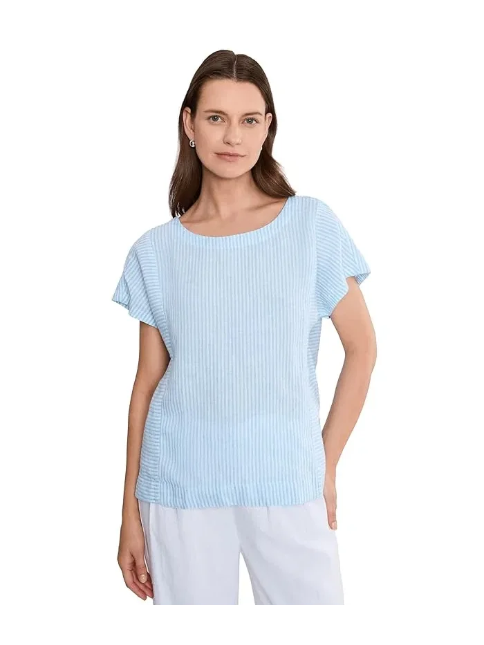 Рубашка из льна полоска Premium Washable Linen Short Sleeve Striped Shirt L.L.Bean — 1