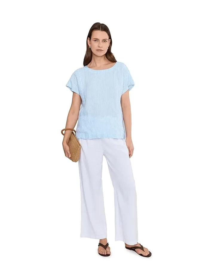 Рубашка из льна полоска Premium Washable Linen Short Sleeve Striped Shirt L.L.Bean — 2