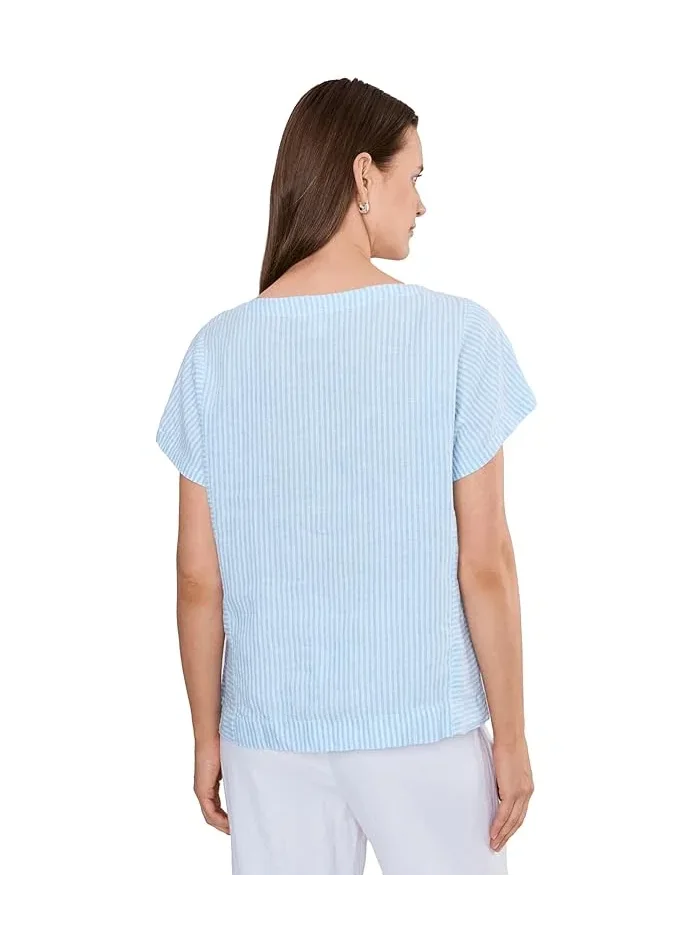 Рубашка из льна полоска Premium Washable Linen Short Sleeve Striped Shirt L.L.Bean — 4