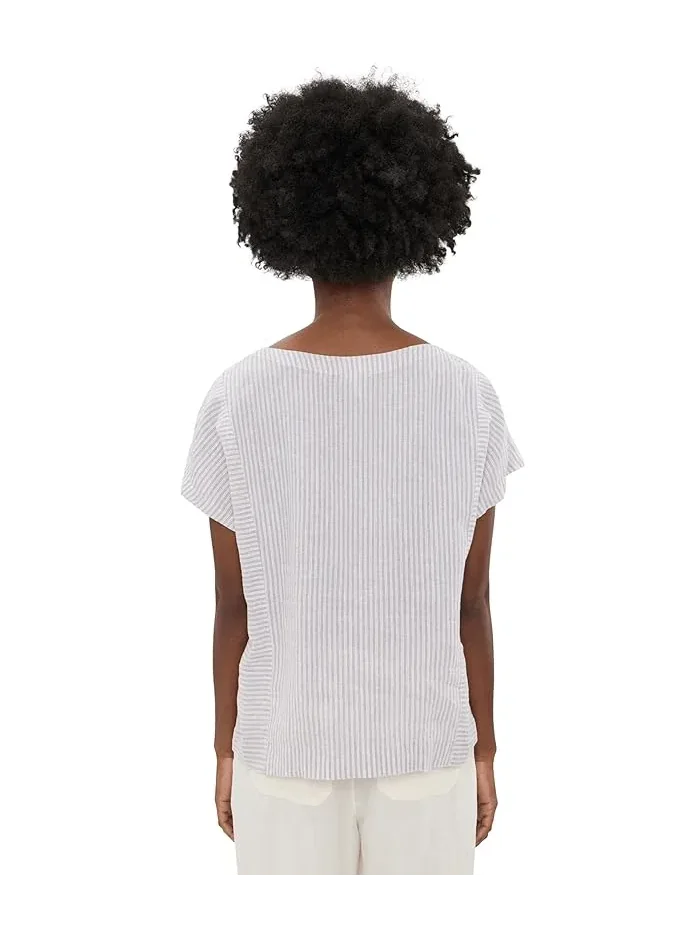 Рубашка из льна Premium Washable Linen Short Sleeve Striped Shirt L.L.Bean — 4