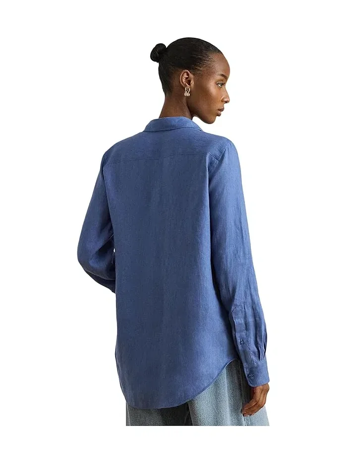 Рубашка свободного кроя из льна Relaxed Fit Linen Shirt Lauren Ralph Lauren — 3
