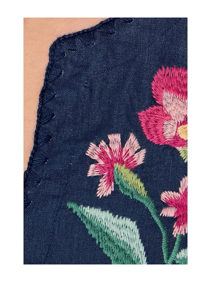 Блуза с вырезом капля льняная Split-Neck Linen Blouse Johnny Was — 5