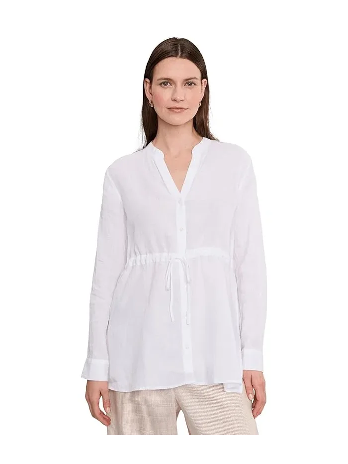 Рубашка из органического льна Petite Organic Handkerchief Linen Long Shirt With Drawstring Eileen Fisher — 1