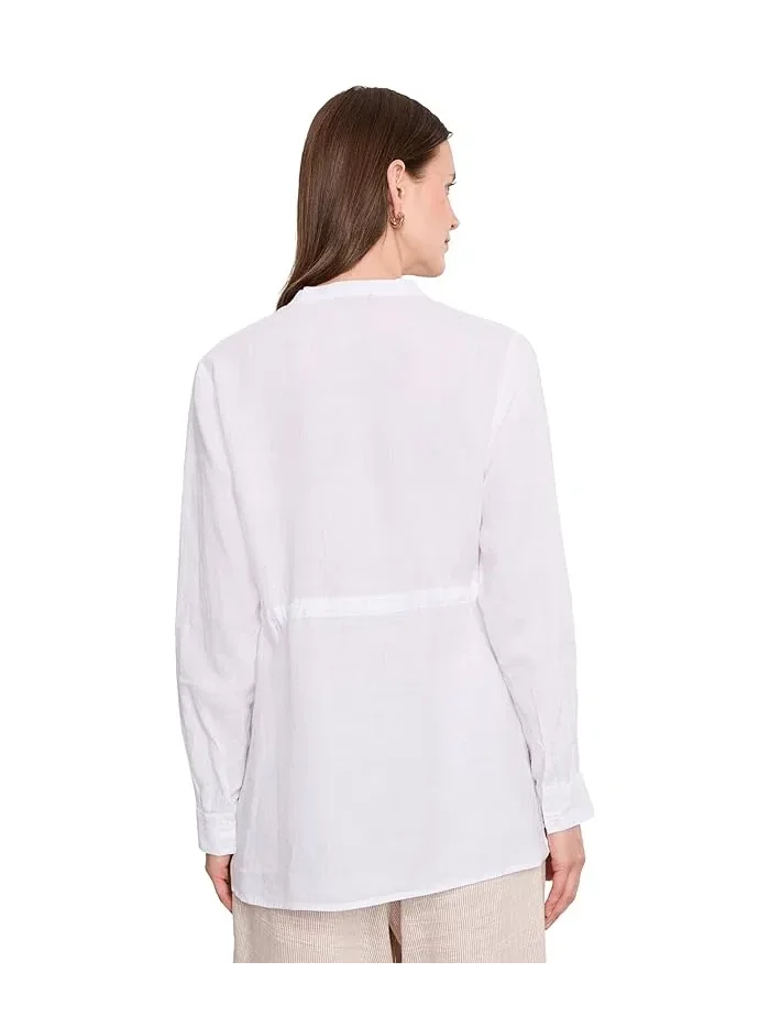 Рубашка из органического льна Petite Organic Handkerchief Linen Long Shirt With Drawstring Eileen Fisher — 4
