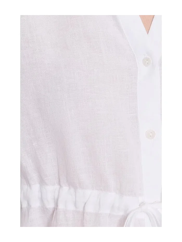 Рубашка из органического льна Petite Organic Handkerchief Linen Long Shirt With Drawstring Eileen Fisher — 5