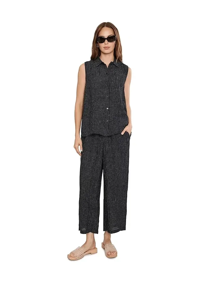 Рубашка из органического льна Puckered Organic Linen Grid Classic Collar Shirt Eileen Fisher — 2