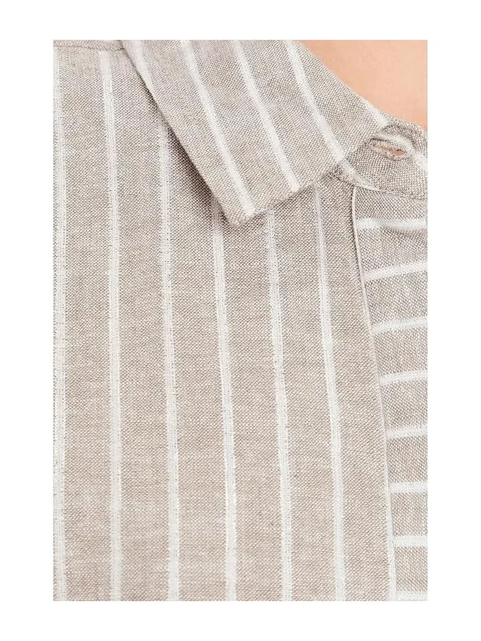 Рубашка из льна с люрексом Petite Lurex Linen Resort Shirt NIC+ZOE — 5