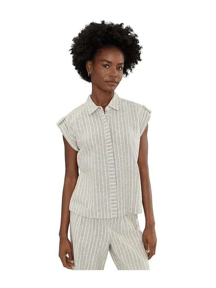 Рубашка поло из льна с люрексом Lurex Linen Resort Shirt NIC+ZOE — 1