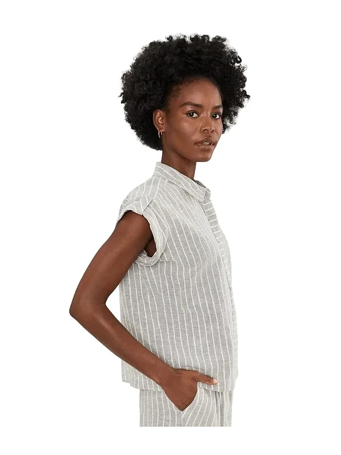 Рубашка поло из льна с люрексом Lurex Linen Resort Shirt NIC+ZOE — 3