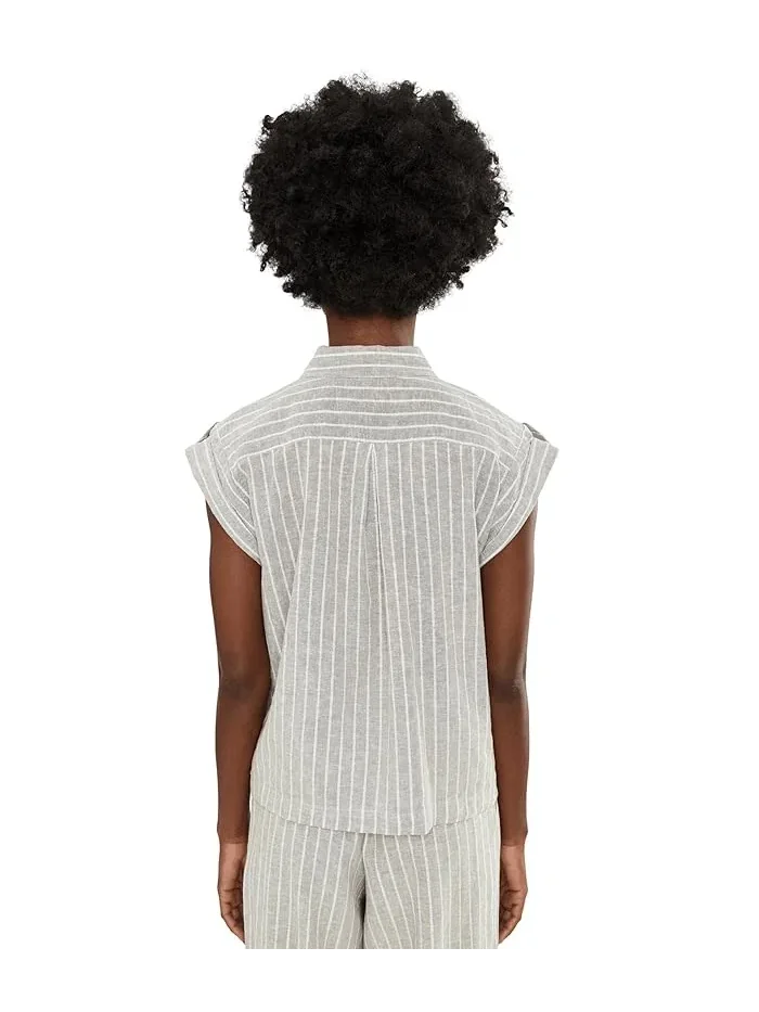 Рубашка поло из льна с люрексом Lurex Linen Resort Shirt NIC+ZOE — 4