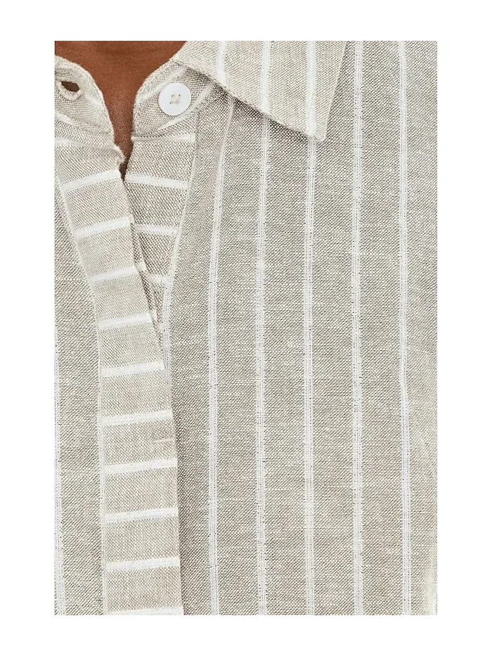 Рубашка поло из льна с люрексом Lurex Linen Resort Shirt NIC+ZOE — 5