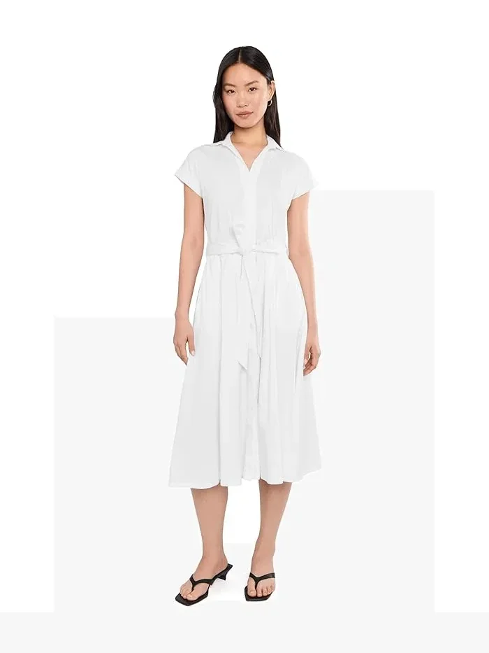 Платье-рубашка миди с коротким рукавом Calvin Klein — 1