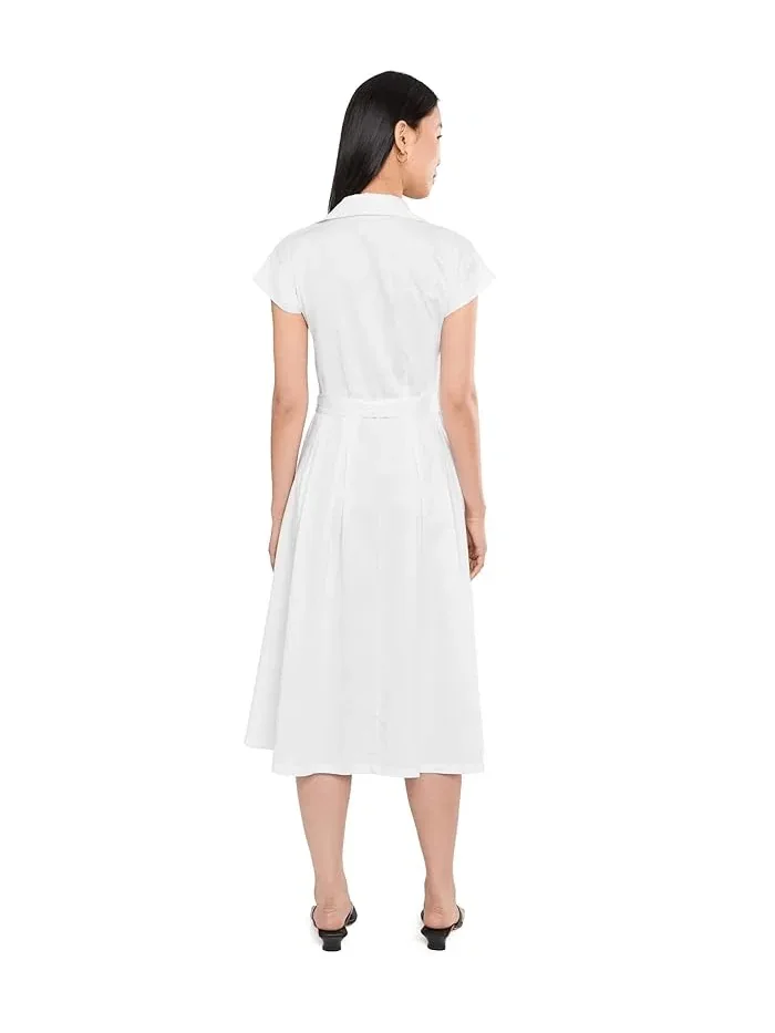 Платье-рубашка миди с коротким рукавом Calvin Klein — 4