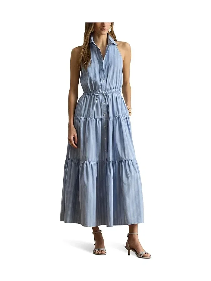 Платье-рубашка полосатое модель Striped Broadcloth Tiered Shirtdress Lauren Ralph Lauren — 1
