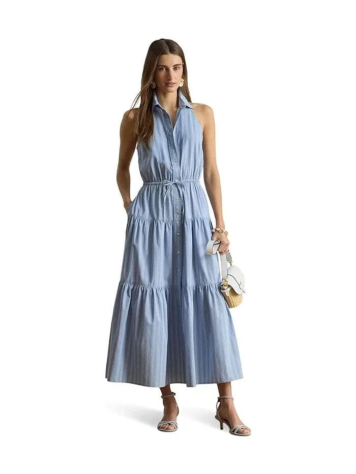 Платье-рубашка полосатое модель Striped Broadcloth Tiered Shirtdress Lauren Ralph Lauren — 3