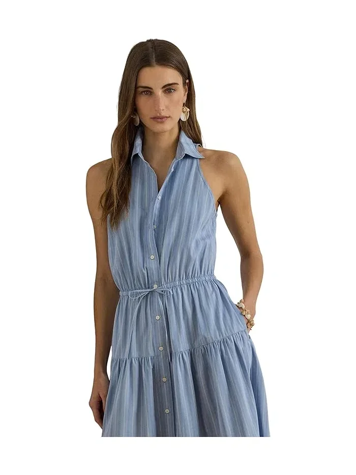 Платье-рубашка полосатое модель Striped Broadcloth Tiered Shirtdress Lauren Ralph Lauren — 5