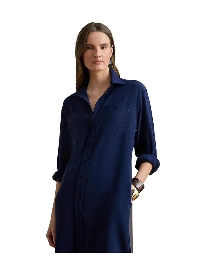 Платье-рубашка из двойного жоржета Double-Faced Georgette Shirtdress Lauren Ralph Lauren — 3