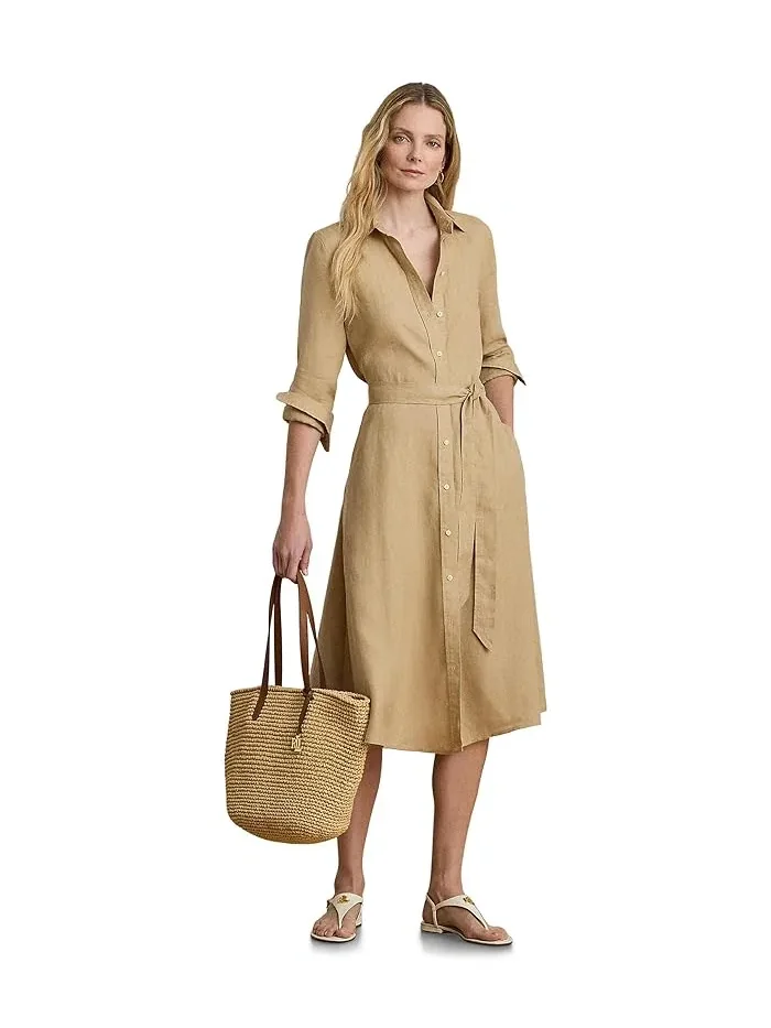 Платье-рубашка льняное с поясом LAUREN Ralph Lauren — 1