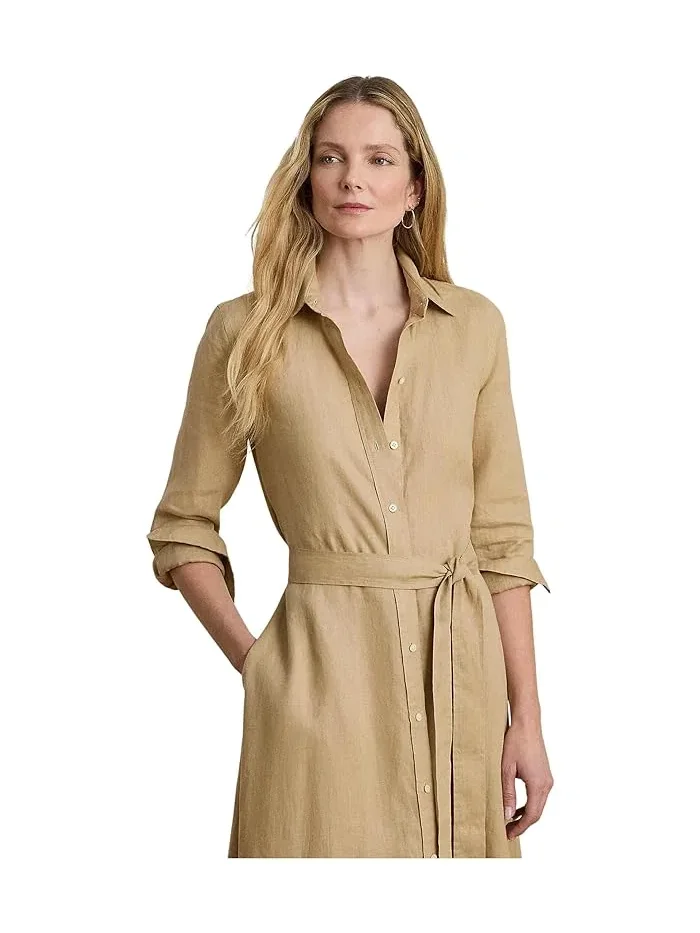Платье-рубашка льняное с поясом LAUREN Ralph Lauren — 3