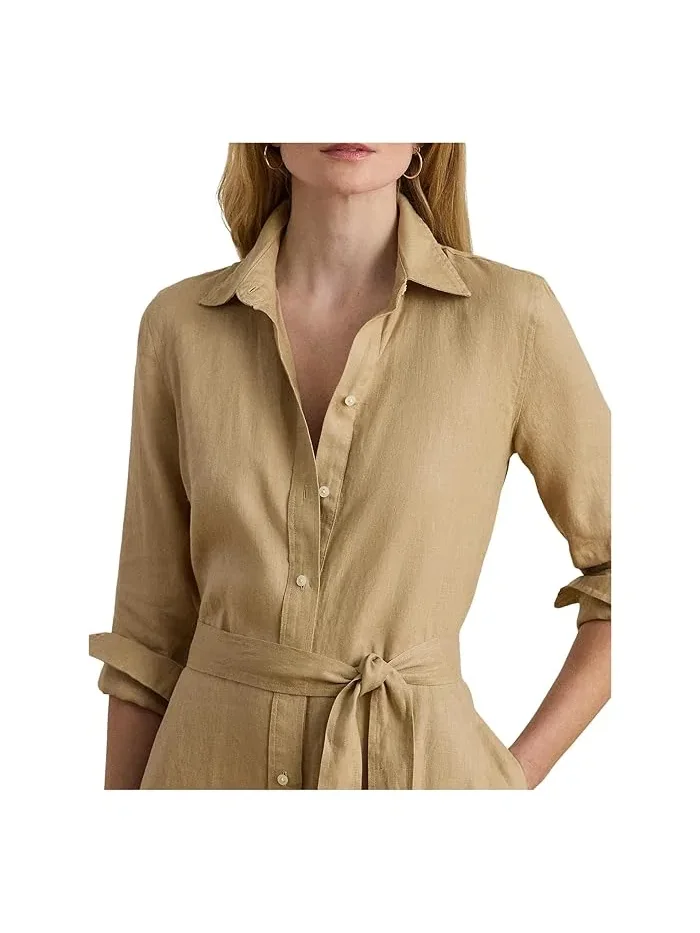 Платье-рубашка льняное с поясом LAUREN Ralph Lauren — 4