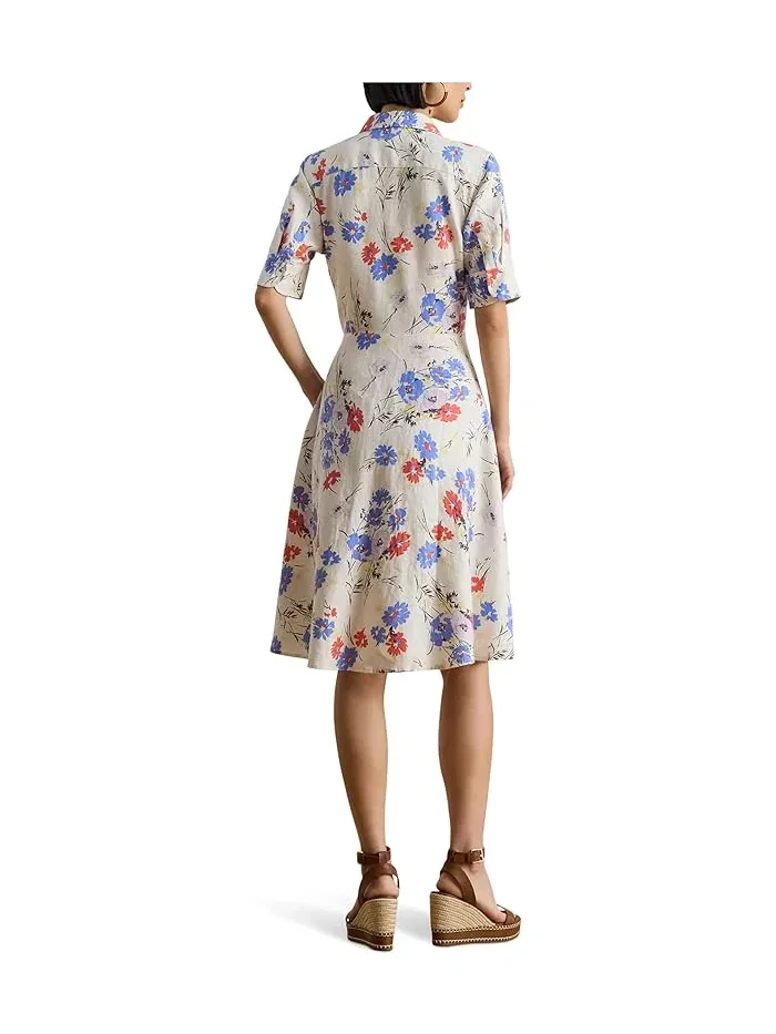 Платье-рубашка с цветочным принтом Floral Tie-Front Linen Shirtdress Lauren Ralph Lauren — 2