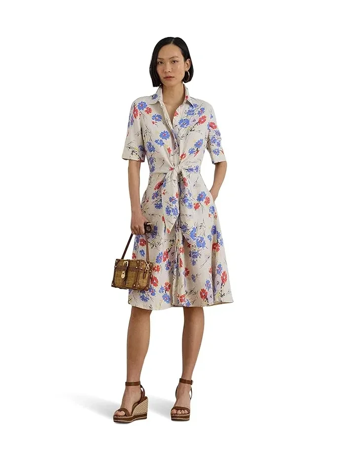 Платье-рубашка с цветочным принтом Floral Tie-Front Linen Shirtdress Lauren Ralph Lauren — 4