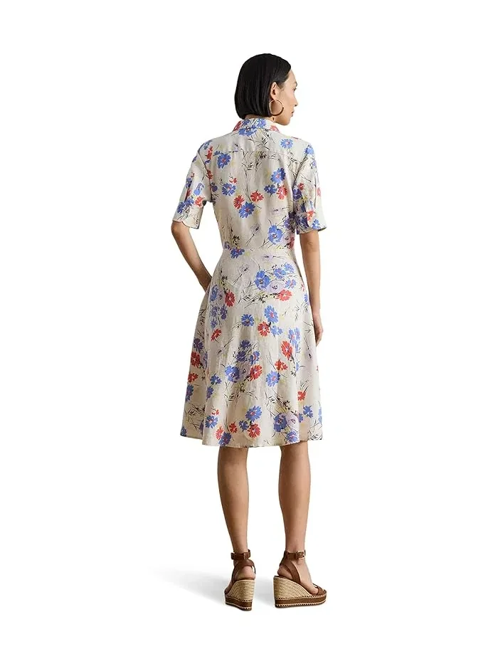 Платье-рубашка с цветочным принтом Floral Tie-Front Linen Shirtdress Lauren Ralph Lauren — 5