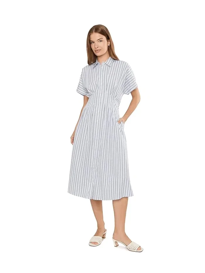 Платье-рубашка полосатое шитьевая ткань Petite Striped Pleated Broadcloth Shirtdress Lauren Ralph Lauren — 1