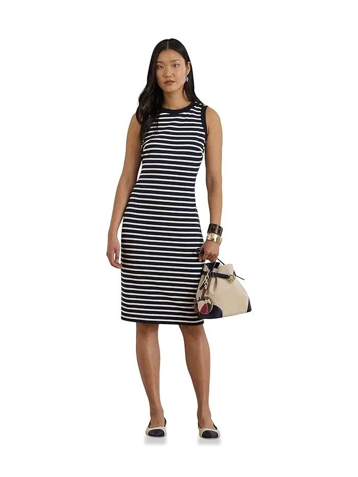 Платье-футляр полосатое Striped Snap-Trim Ponte Sheath Dress Lauren Ralph Lauren — 1