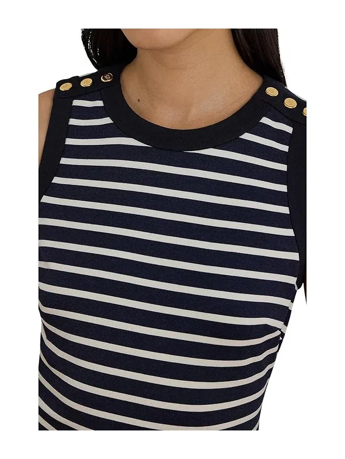Платье-футляр полосатое Striped Snap-Trim Ponte Sheath Dress Lauren Ralph Lauren — 4