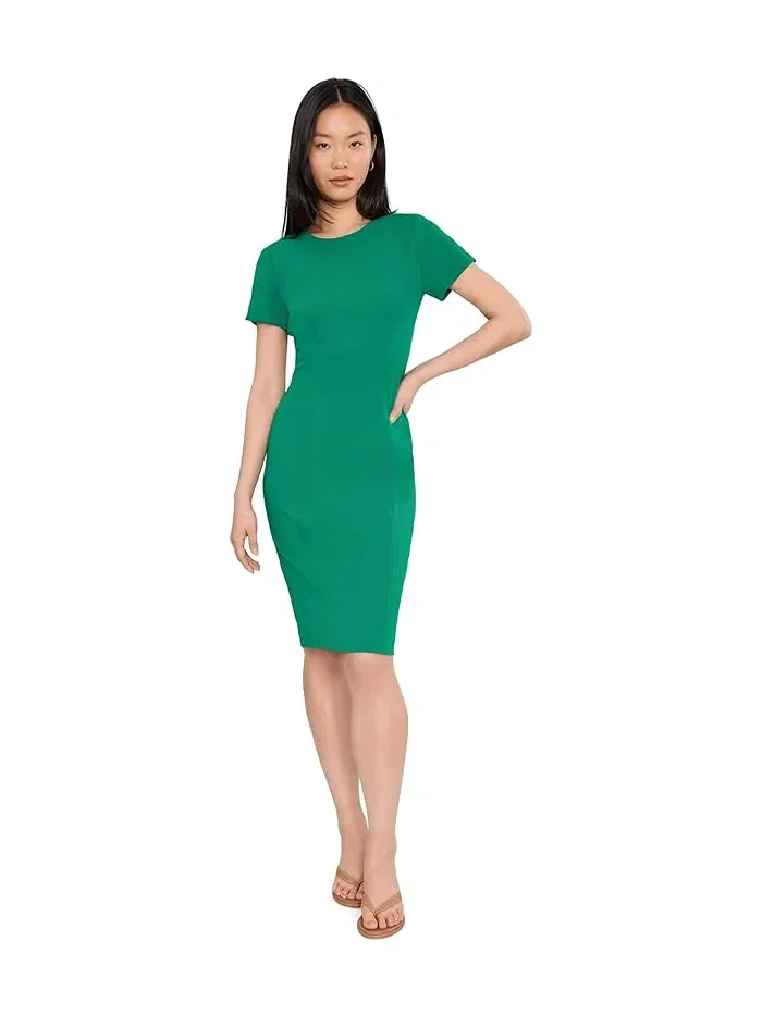 Платье-футляр с круглым вырезом Scuba Crepe Short Key Hole Short Sleeve Sheath Calvin Klein — 2