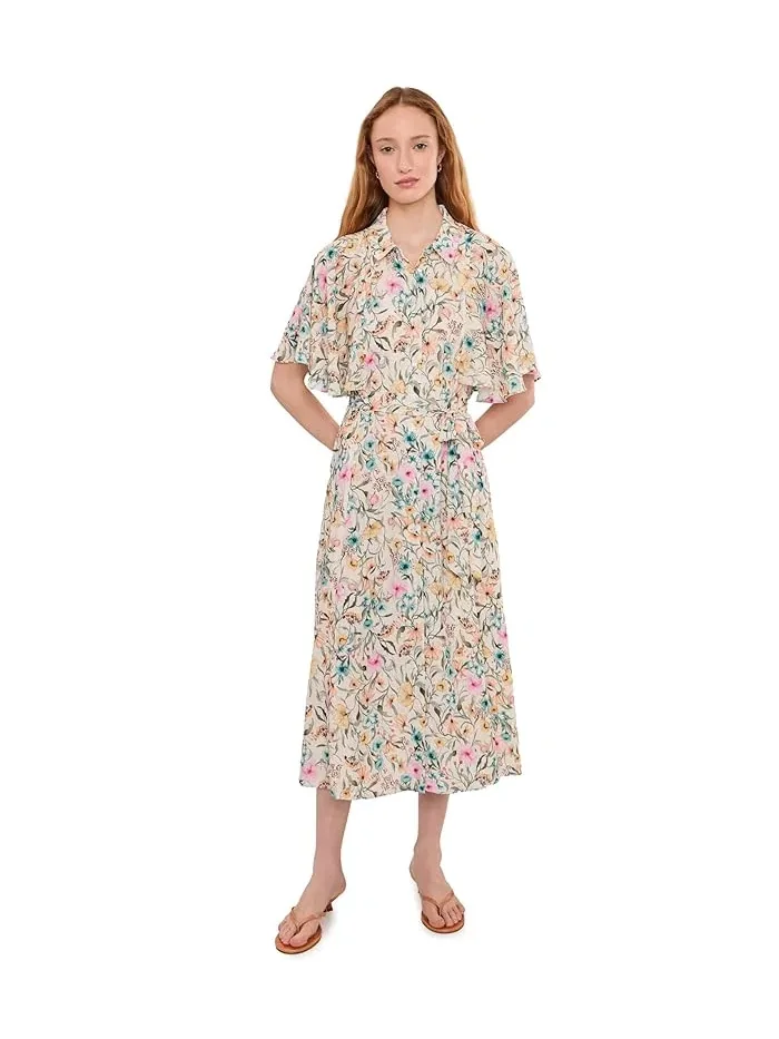 Платье с флоральным принтом Flutter Sleeve Princess Seam Vince Camuto — 1