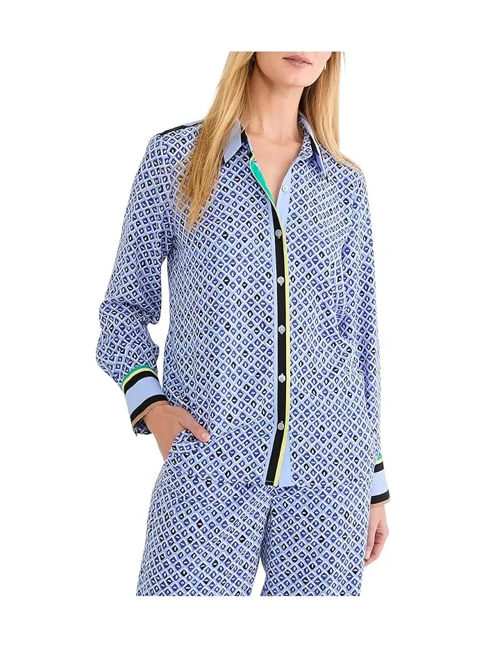 Рубашка с принтом Petite Mosaic Trimmed Shirt NIC+ZOE — 1