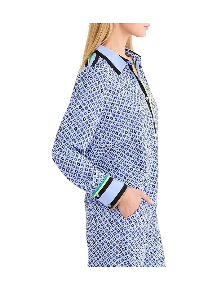 Рубашка с принтом Petite Mosaic Trimmed Shirt NIC+ZOE — 3