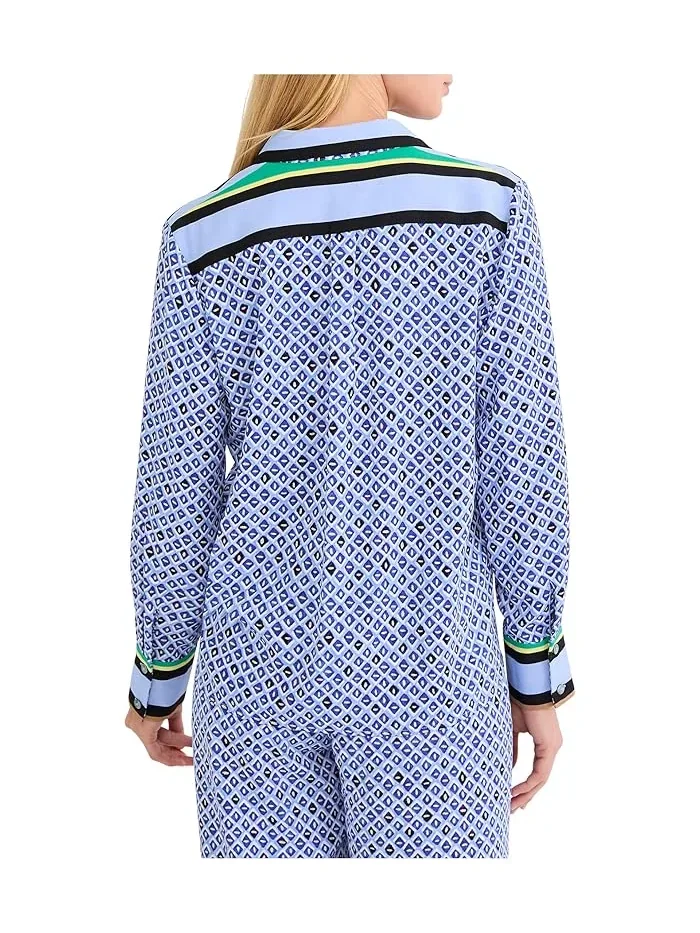 Рубашка с принтом Petite Mosaic Trimmed Shirt NIC+ZOE — 4