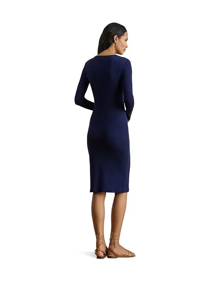 Платье трикотажное с пуговицами модель Button-trim Ribbed Cotton-blend Lauren Ralph Lauren — 2