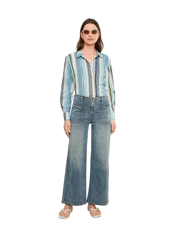 Рубашка хлопковая полосатая Stripe Core Cotton Shirt NIC+ZOE — 2