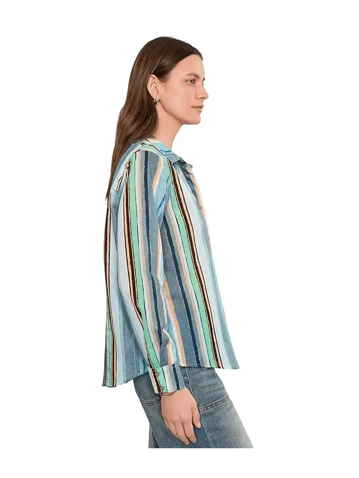 Рубашка хлопковая полосатая Stripe Core Cotton Shirt NIC+ZOE — 3