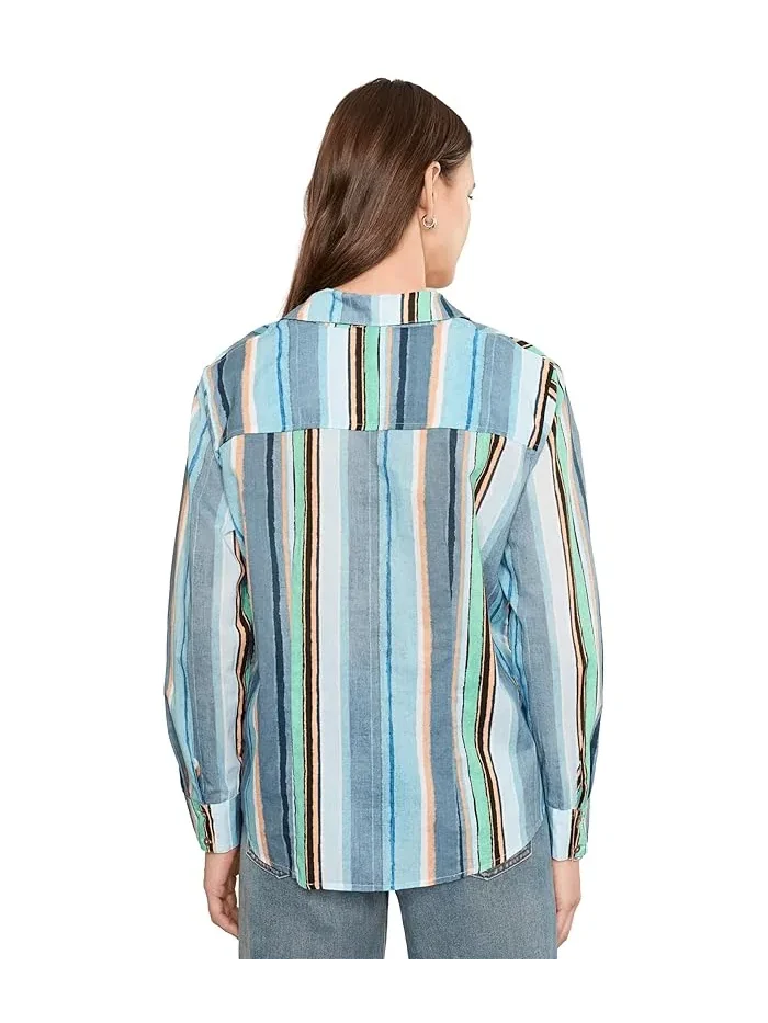 Рубашка хлопковая полосатая Stripe Core Cotton Shirt NIC+ZOE — 4