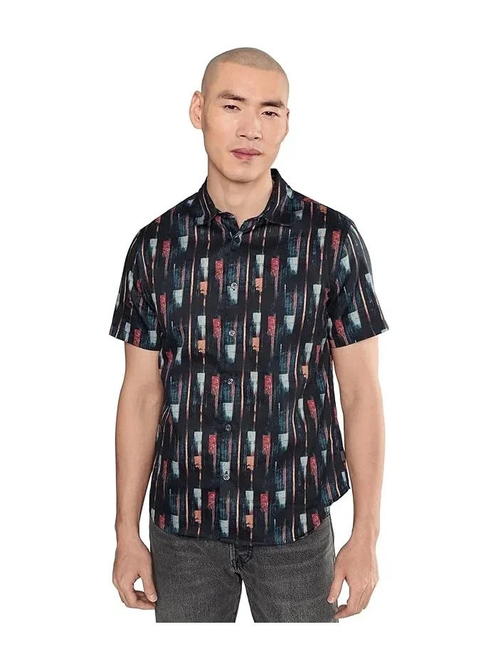 Рубашка с принтом John Varvatos Sean Short Sleeve French Placket Shirt W780f26 — 1
