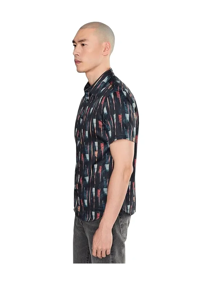 Рубашка с принтом John Varvatos Sean Short Sleeve French Placket Shirt W780f26 — 3