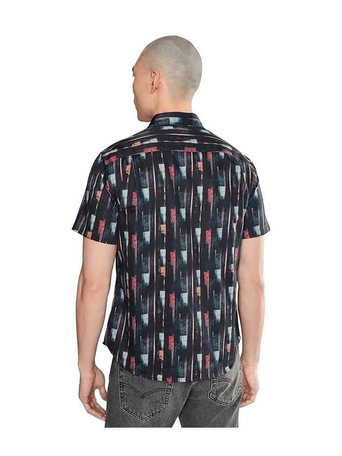 Рубашка с принтом John Varvatos Sean Short Sleeve French Placket Shirt W780f26 — 4