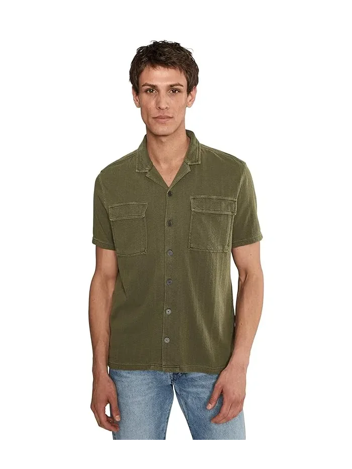 Рубашка с воротником-стойкой хлопок Amadora Camp Collar Shirt John Varvatos — 1